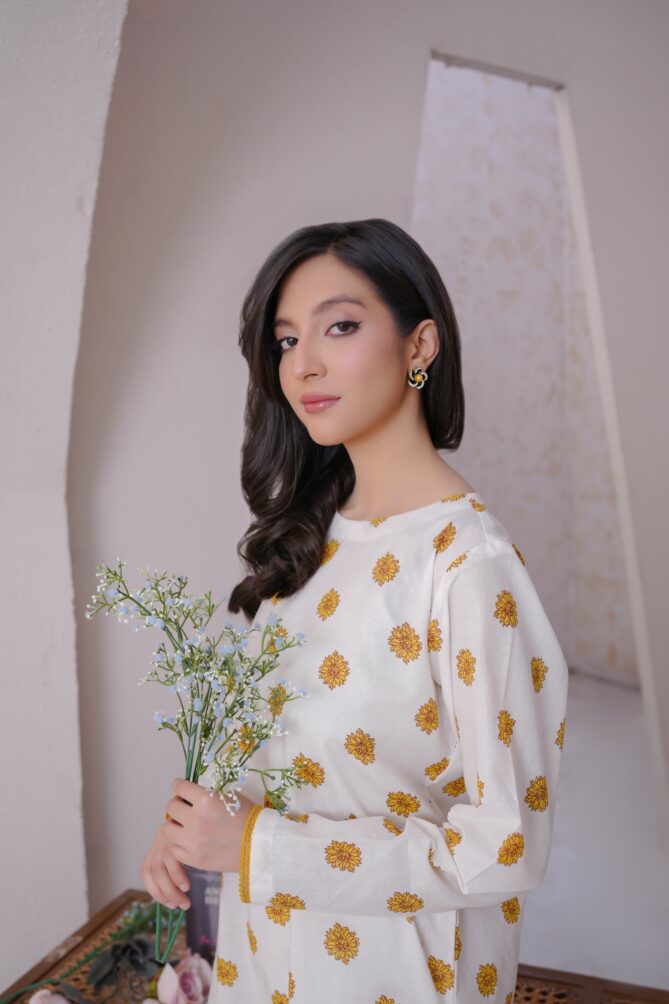 2 Piece Stitched Lawn Suit of Kurti & Farshi Shalwar - Image 5
