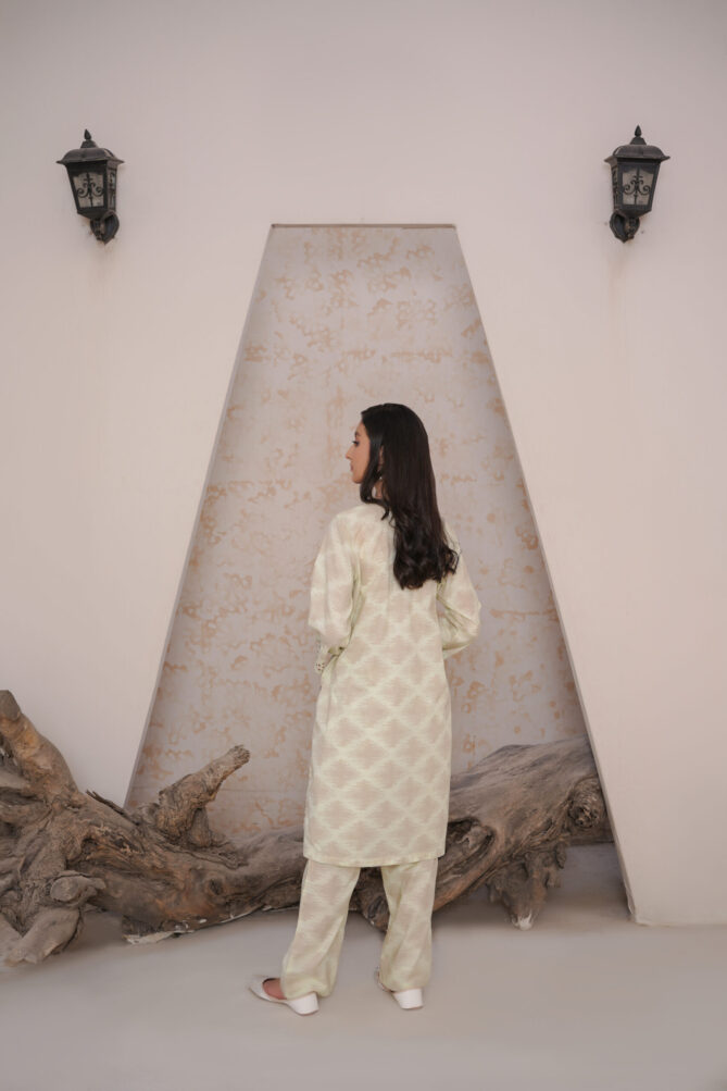2-Piece Stitched Suit – Block Neck Kurti & Trouser - Image 4