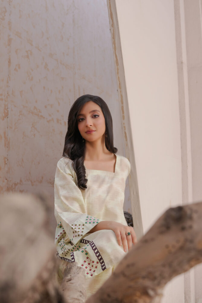 2-Piece Stitched Suit – Block Neck Kurti & Trouser - Image 6