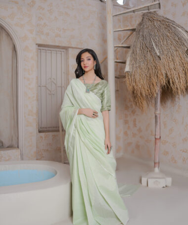 Breezy Cotton Summer Saree with Blouse Shirt & Petticoat