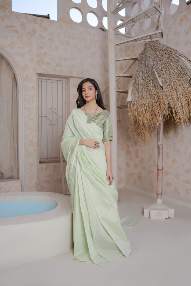 Breezy Cotton Summer Saree with Blouse Shirt & Petticoat